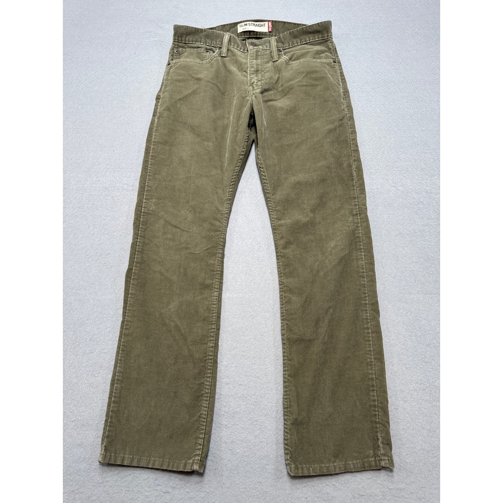 Levi's 514 Corduroy Pants Mens 32x30 Olive Green Slim Straight Leg White Tab Y2K